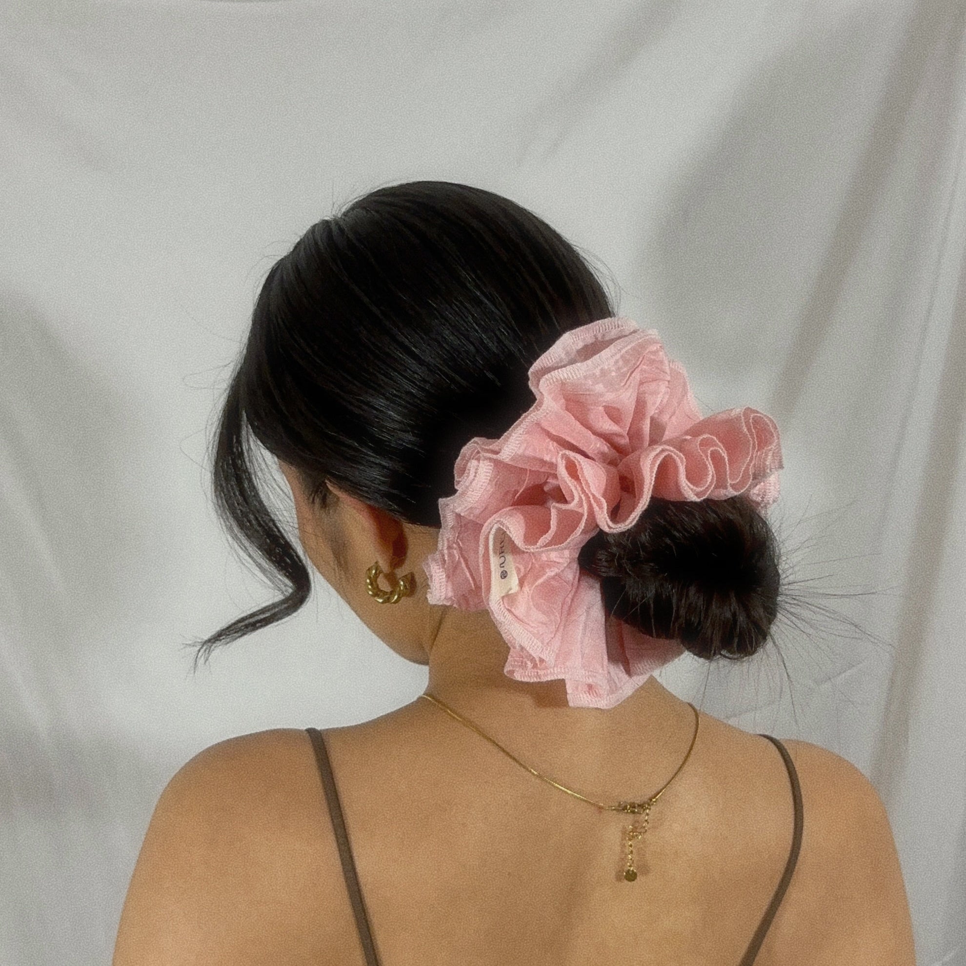 Large Rose Chocolate Scrunchie - Upcycled Valentine's Hair Accessory