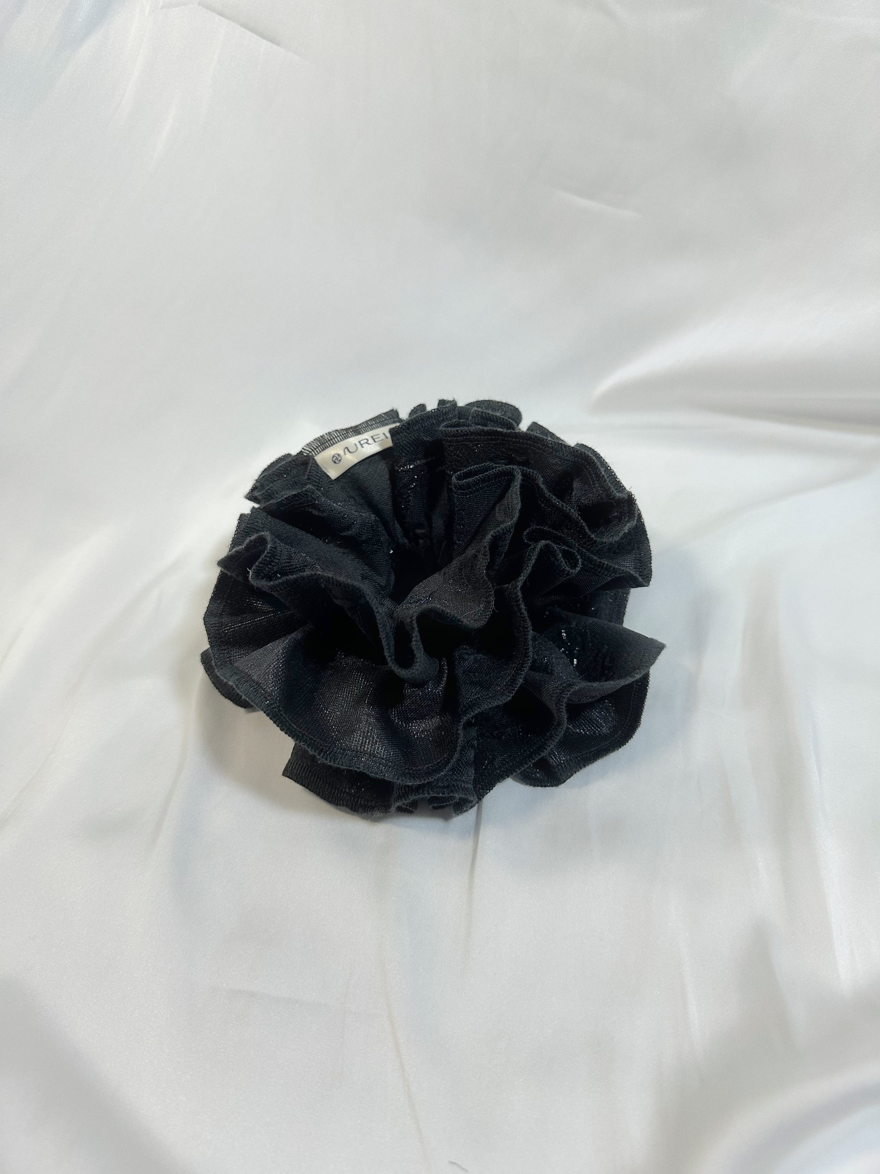 Large Noir Bloom Scrunchie - Upcycled Valentine's Hair Accessory