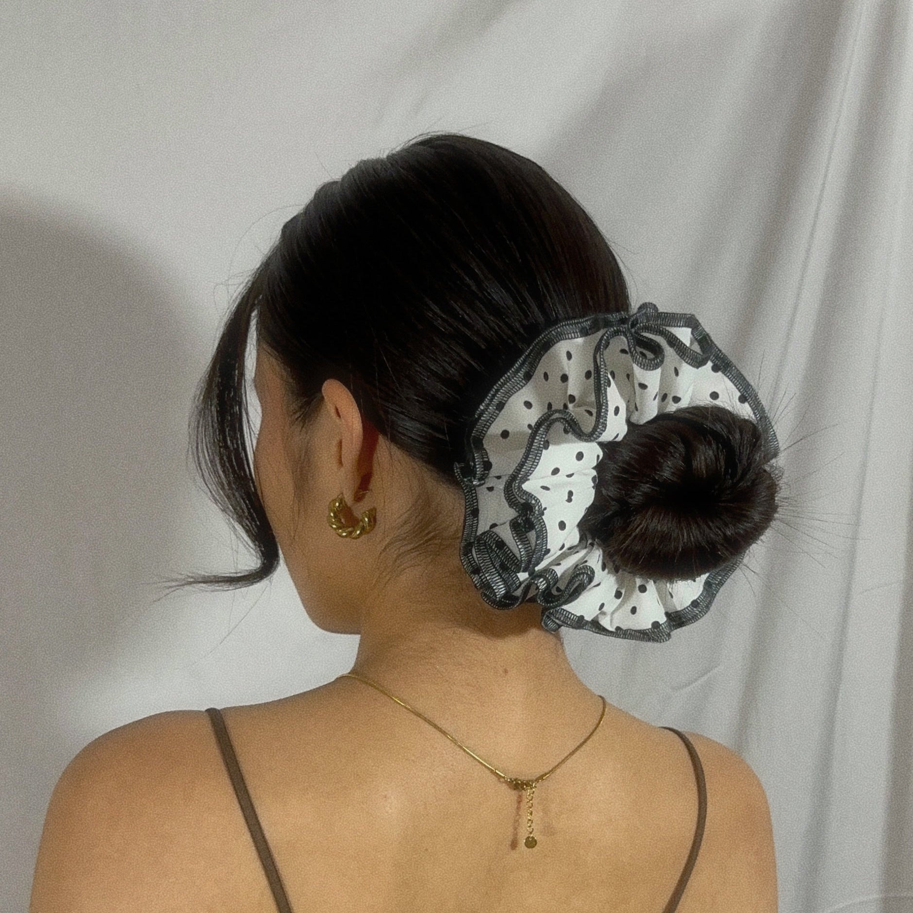 Large Date Night Spot Scrunchie - Upcycled Valentine's Hair Accessory