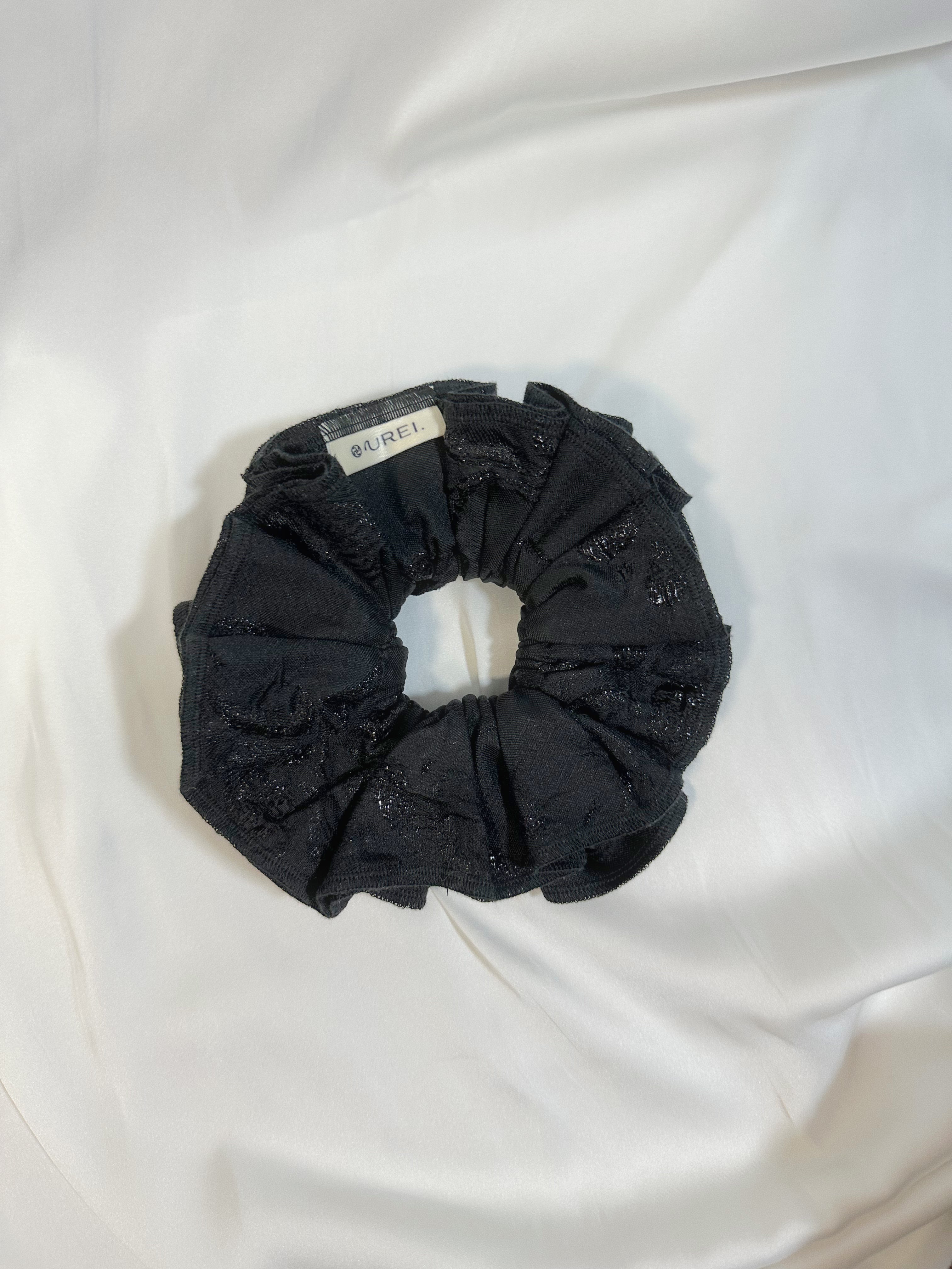 Large Noir Bloom Scrunchie - Upcycled Valentine's Hair Accessory