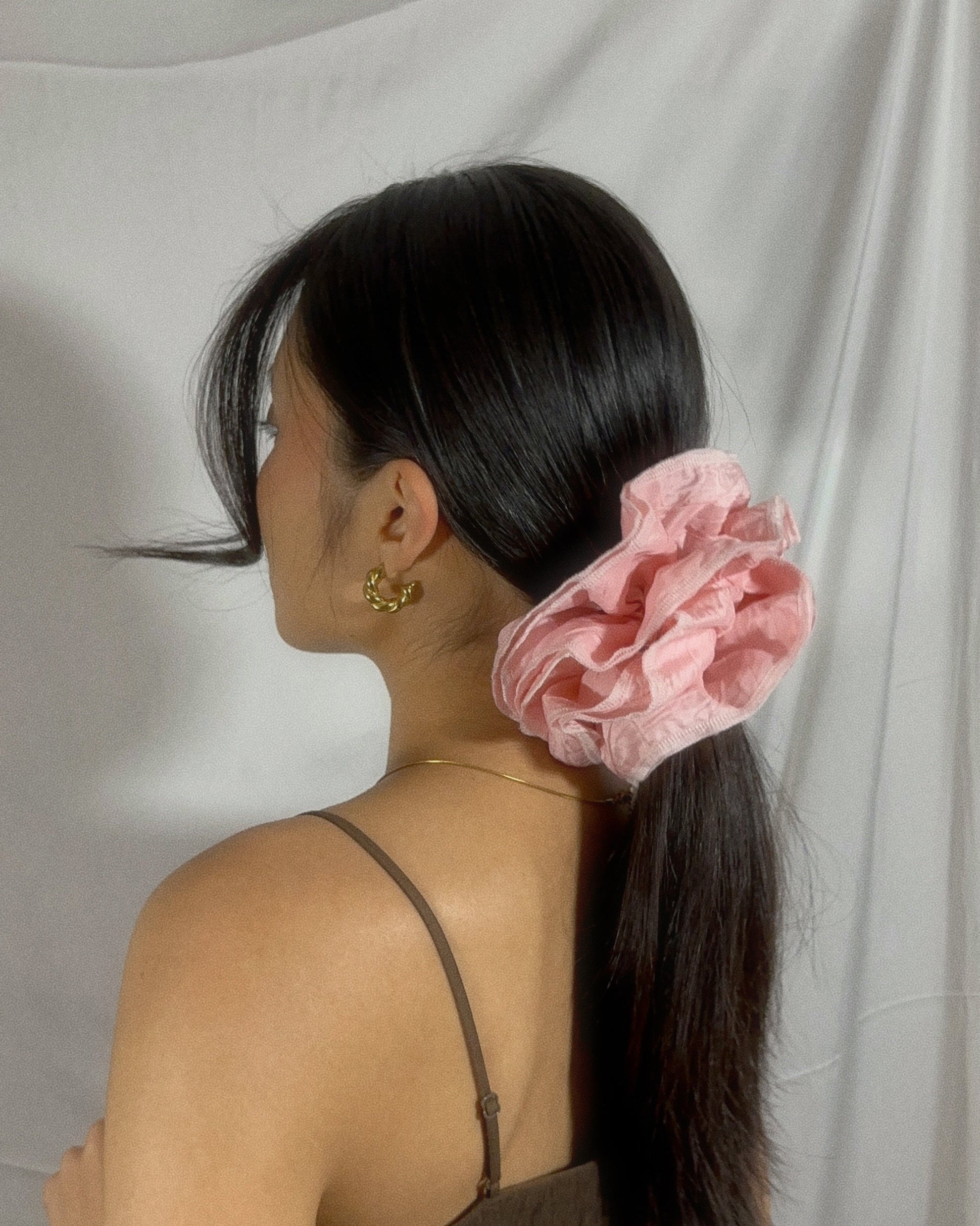 Large Rose Chocolate Scrunchie - Upcycled Valentine's Hair Accessory